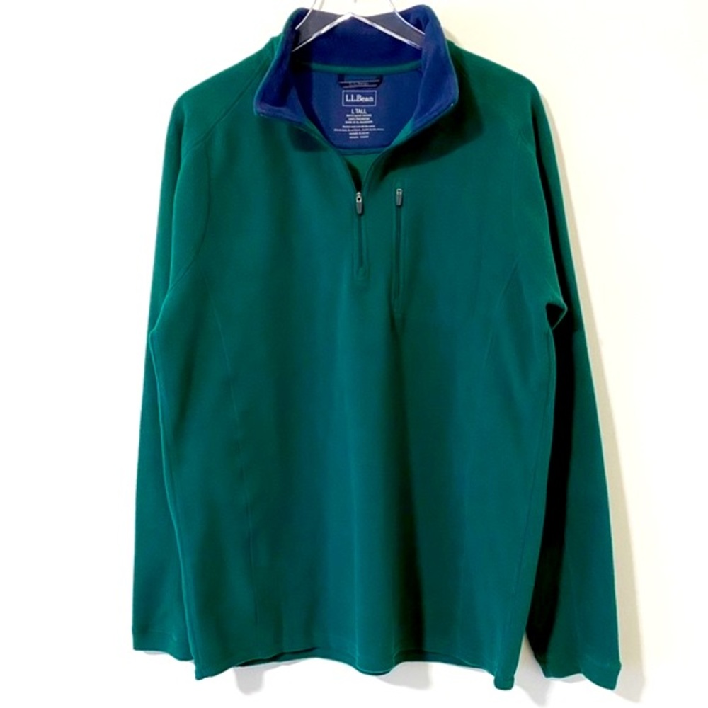 L.L. Bean Men’s Forest Green Fleece 1/4 Zip Pullover Size Large Tall